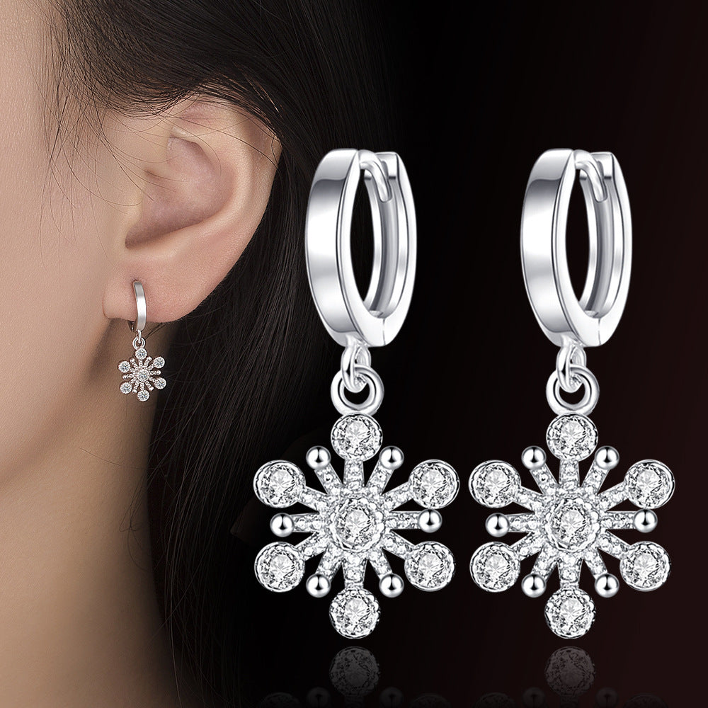 Snowflake earrings silver-plated girl earrings