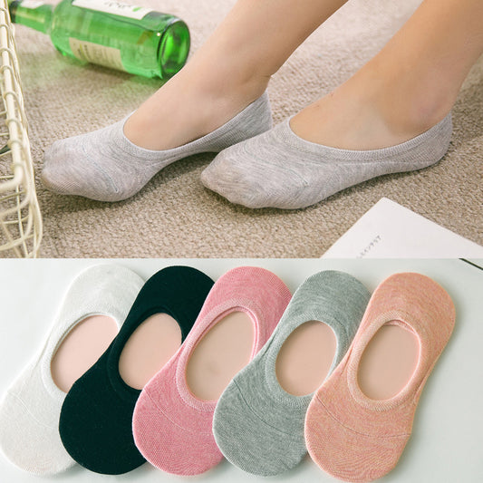 Silicone Non-slip Solid Color Female Socks Women Boat Socks