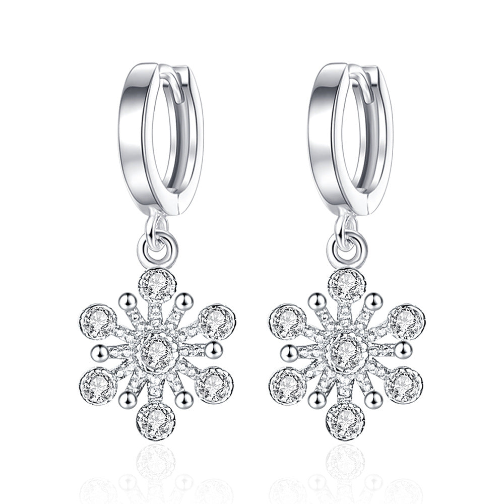 Snowflake earrings silver-plated girl earrings