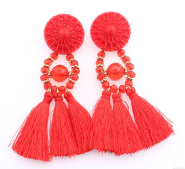 Tassel earrings tassel earrings European and American earrings Alloy earrings