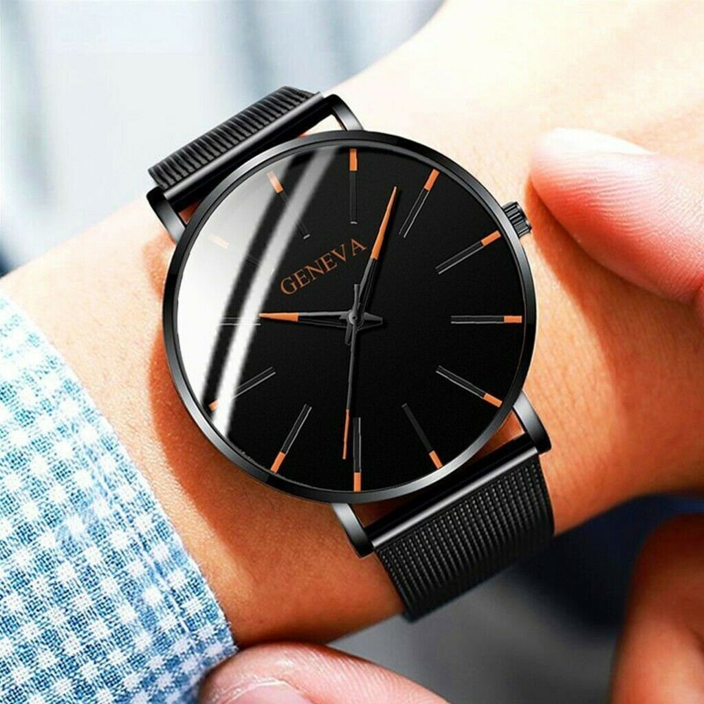 Luxury Men's Quartz Watch Stainless Steel Analog Ultra Thin Waterproof Business