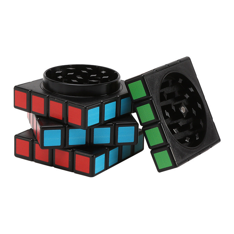 Creative Rubik's Cube Four-layer Zinc Alloy Color Grinder Smoking Set