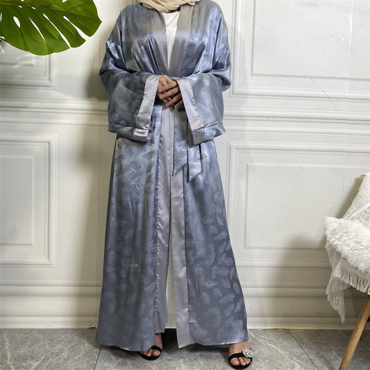 Fashion Printed Satin Cardigan Robe