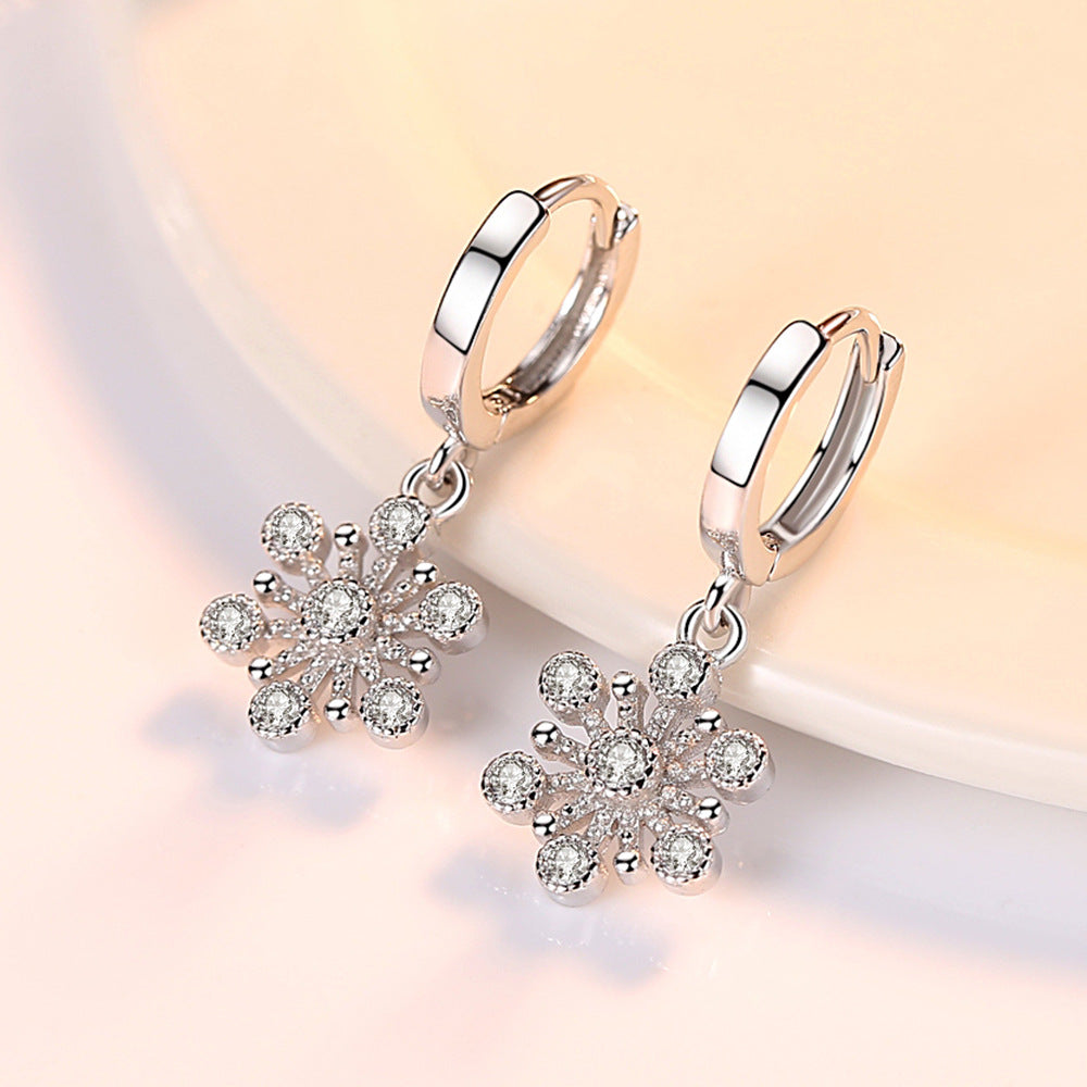 Snowflake earrings silver-plated girl earrings