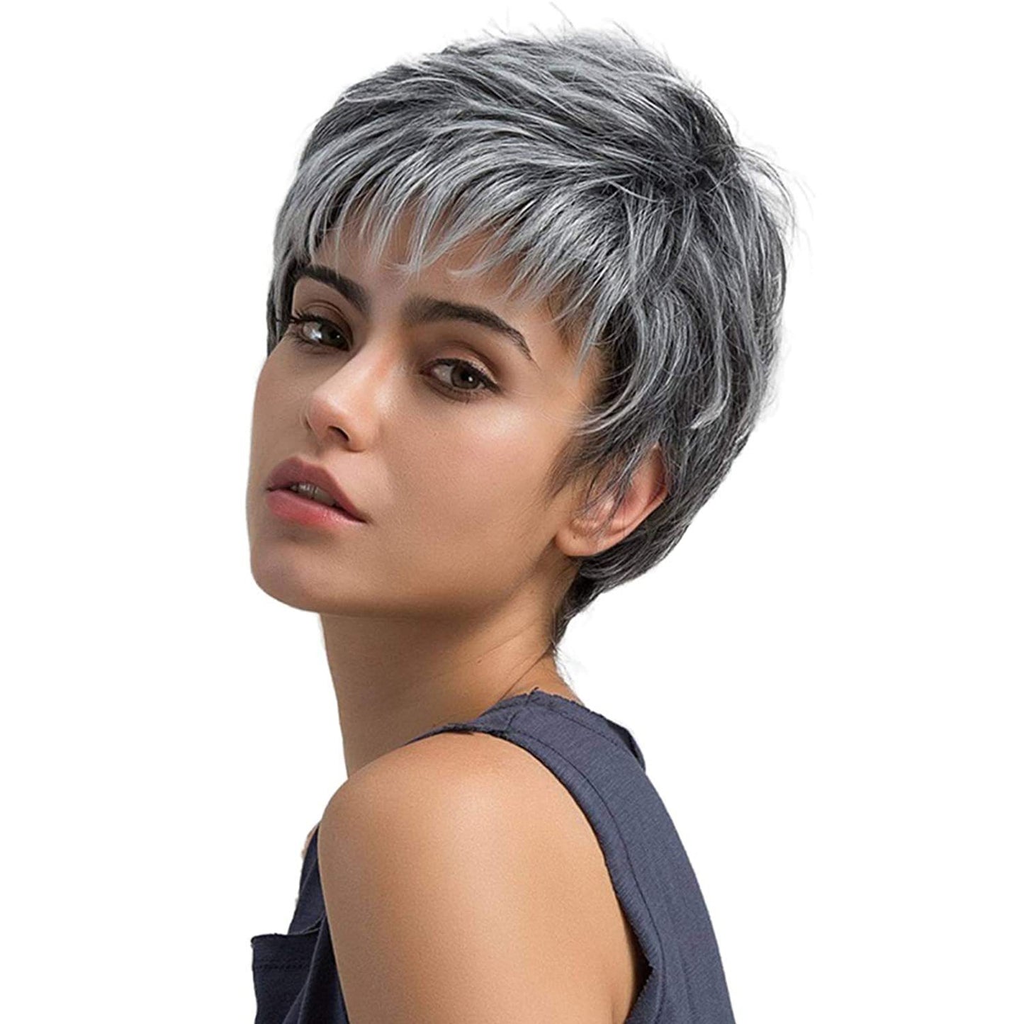 Gradient Silver Grey Chemical Fiber Wig Hovedbeklædning