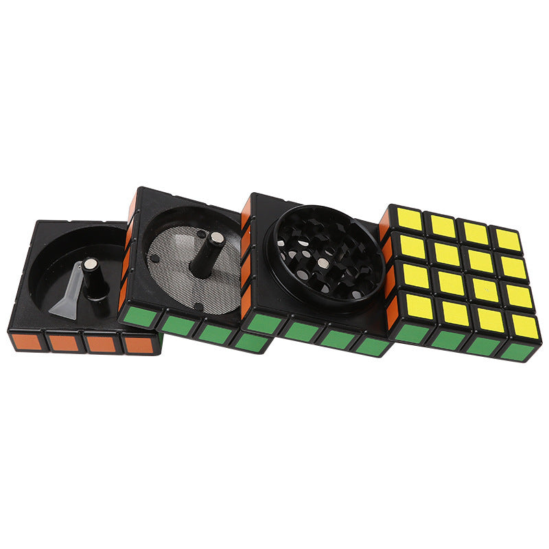 Creative Rubik's Cube Four-layer Zinc Alloy Color Grinder Smoking Set