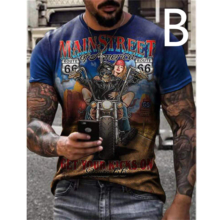 Man T-shirt Car Highway Motorcycle Hip Hop T-shirt