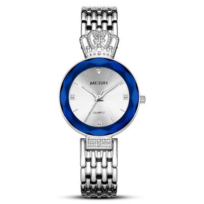 Cutting surface crown quartz female watch