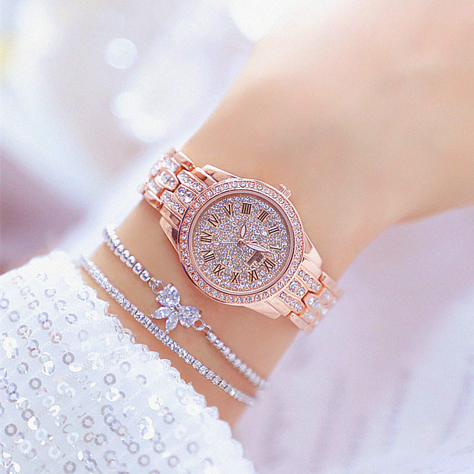 High-end linked watch full diamond female watch