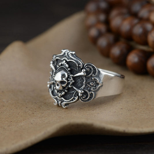 S925 Silver Vintage Men's Skull Ring