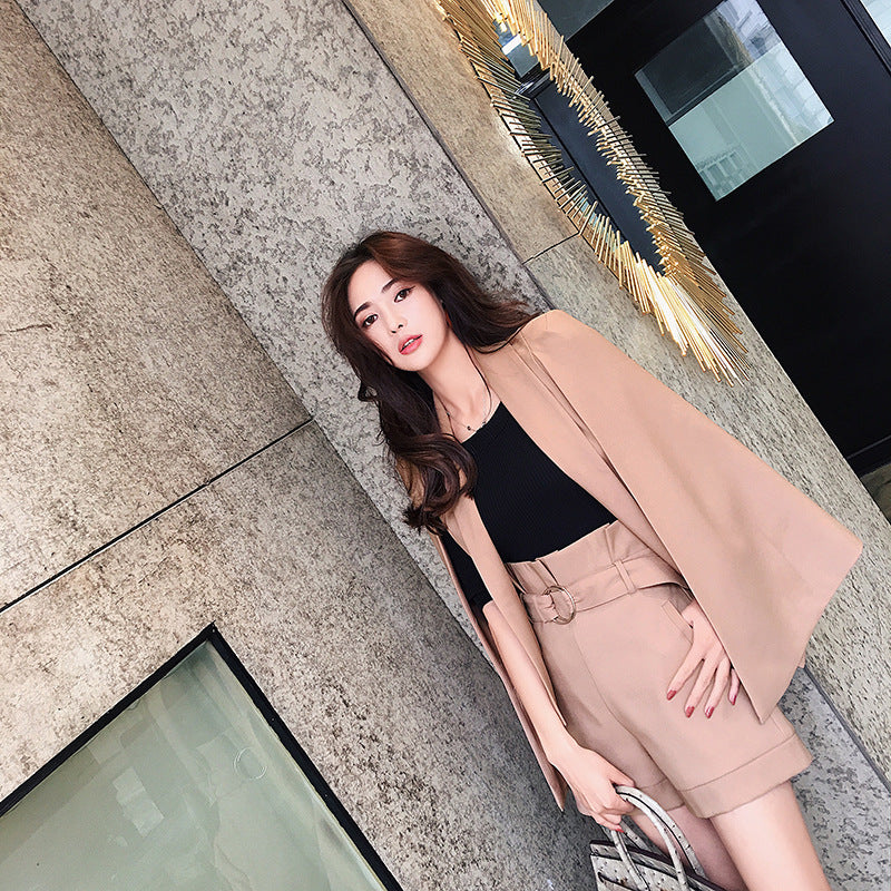 Temperament Cape Blazer Shorts Two-piece Suit