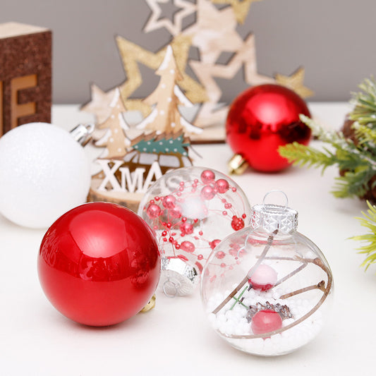 Christmas Decorations Red And White Transparent Ball Christmas Tree Pendant