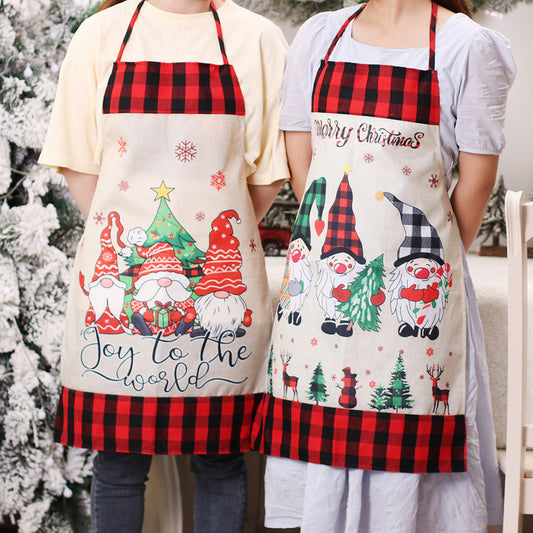 Christmas Decorations Three Forest People Doll Linen Apron