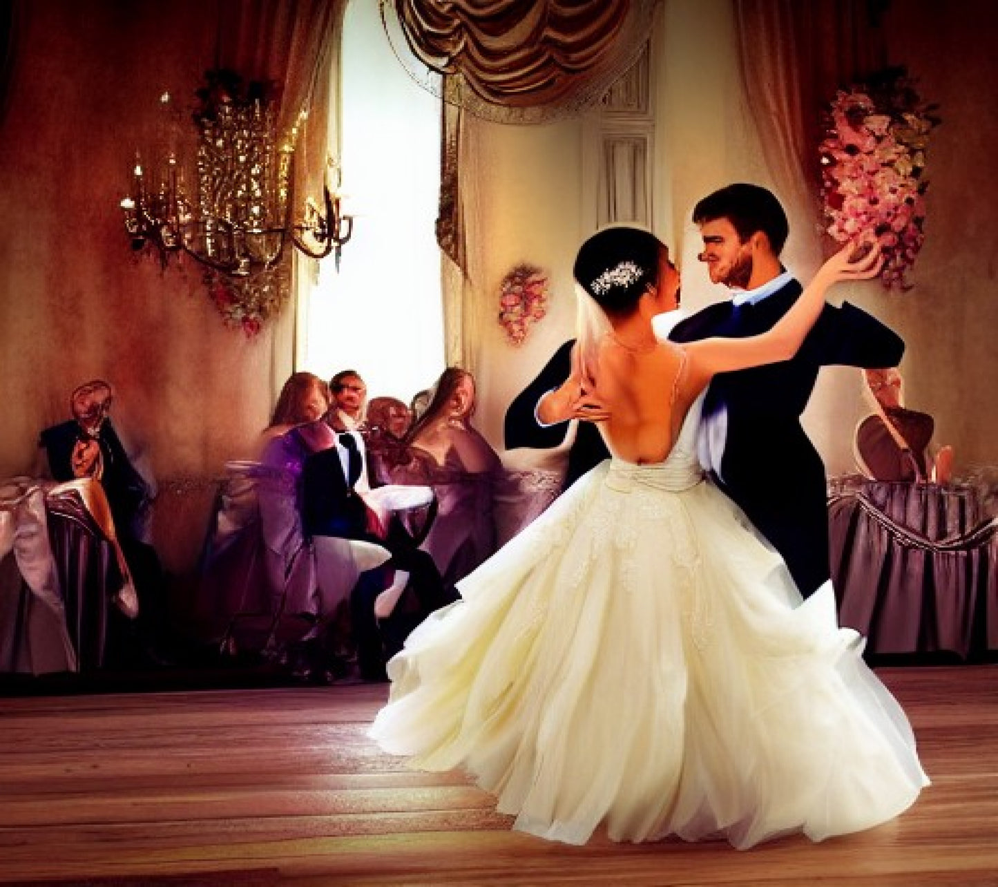 Couple dancing at their wedding