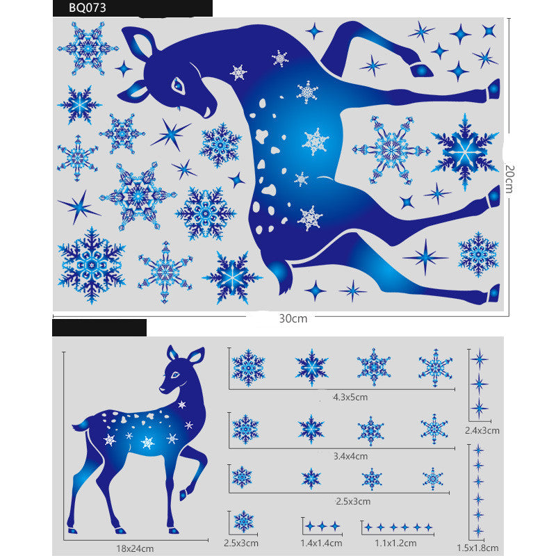 Christmas Elk Snowflake Sticker Decoration Glass Window Kids Room Christmas Wall Stickers Home Decals Decoration