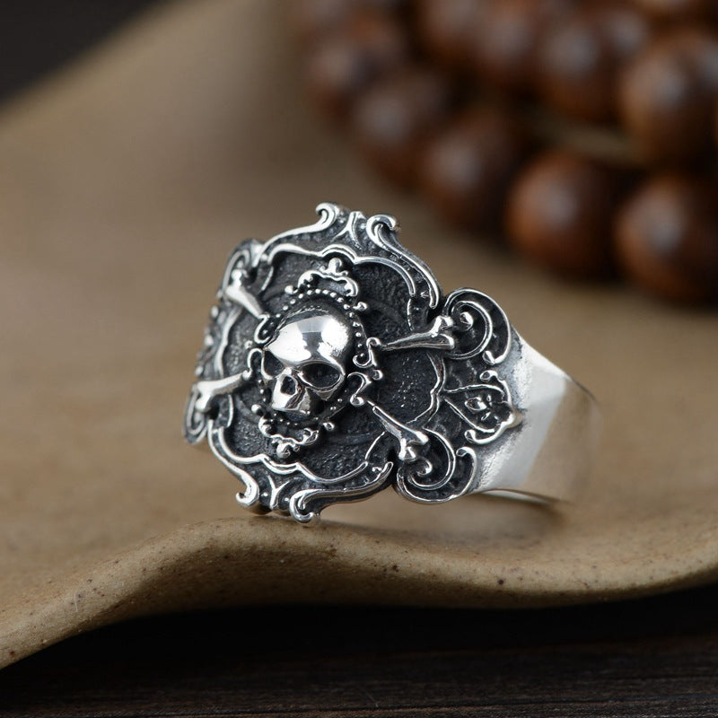 S925 Silver Vintage Men's Skull Ring