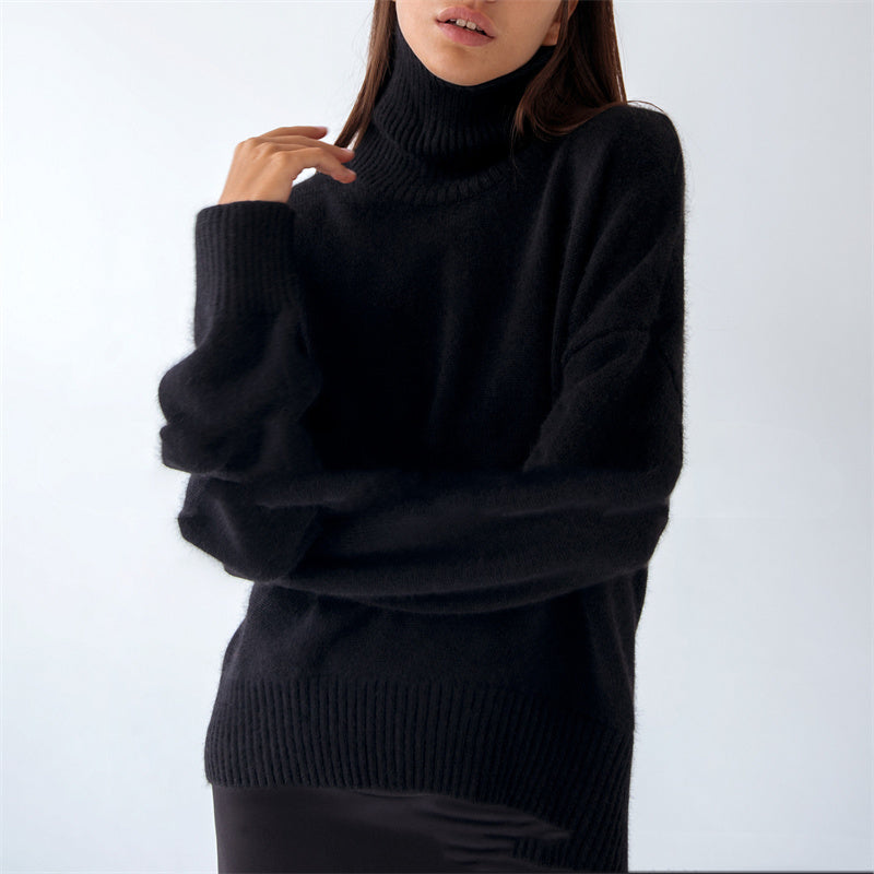 Women's Fashion Casual Turtleneck Loose Knit Sweater